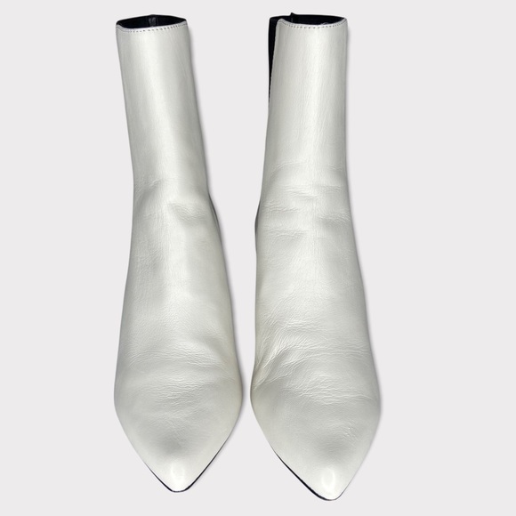 Joie White and Black Leather Slip On Pointed Toe Kitten Heel Ankle Booties 37.5 - Picture 3 of 11